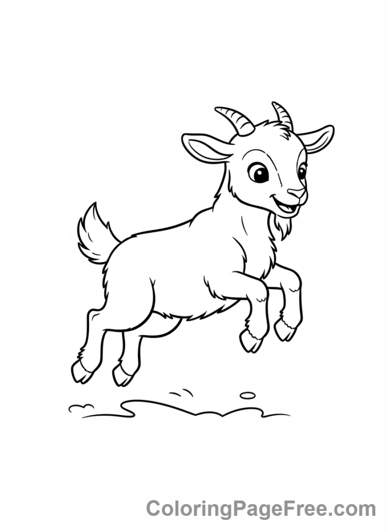 Goat coloring page - Baby goat jumping