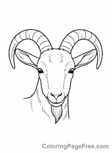 Goat coloring page - Goat big horns