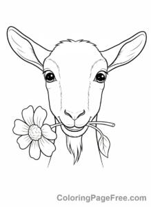Goat coloring page - Goat chewing flower