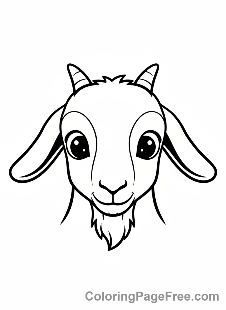 Goat coloring page - Goat kid curious