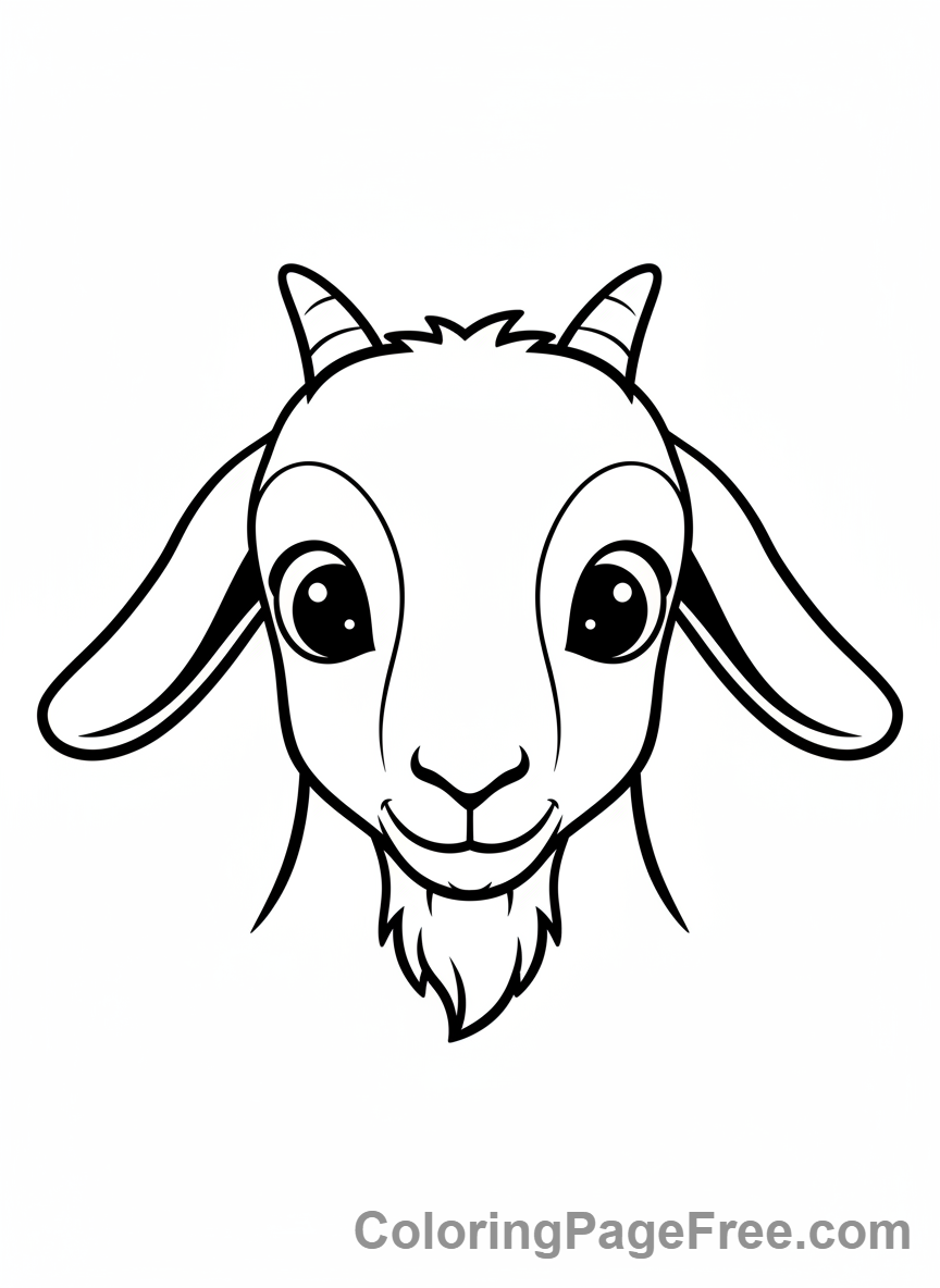 Goat coloring page - Goat kid curious
