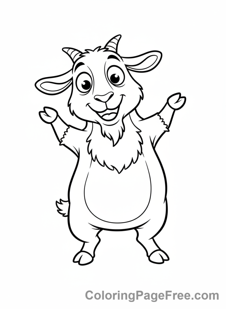 Goat coloring page - Goat on two legs