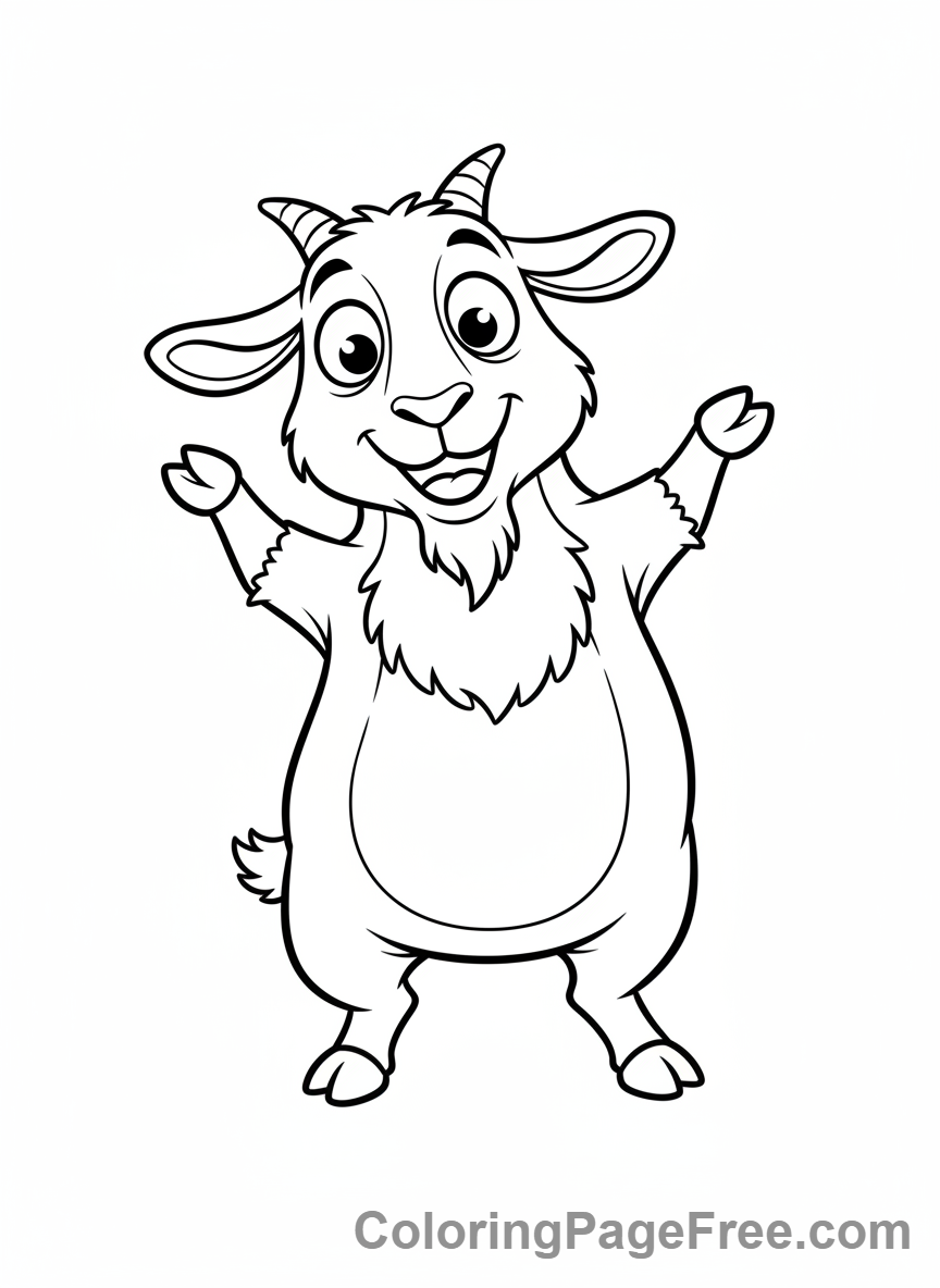 Goat coloring page - Goat on two legs