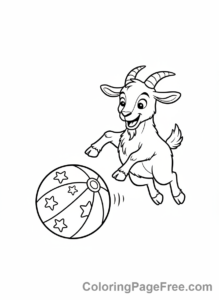 Goat coloring page - Goat playing ball