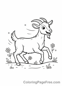 Goat coloring page - Goat running field