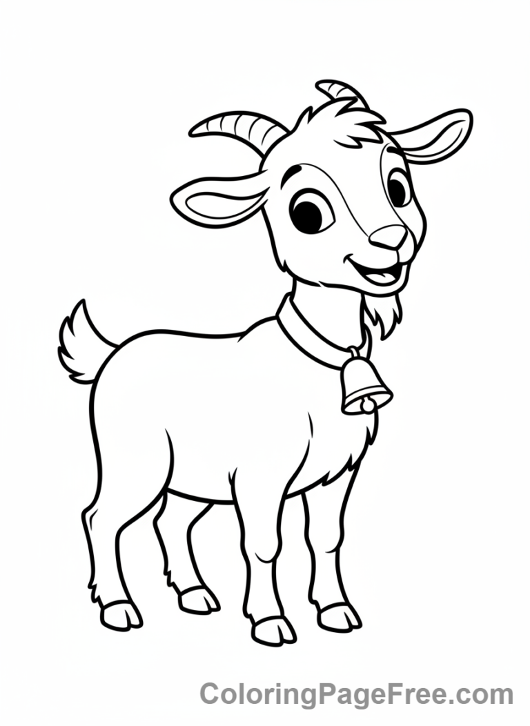 Goat coloring page - Goat with bell