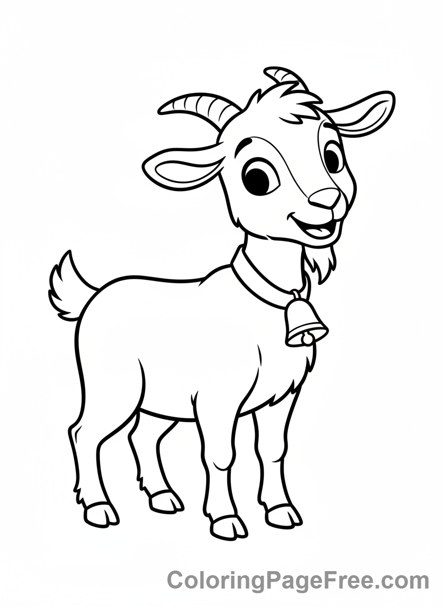 Goat coloring page - Goat with bell