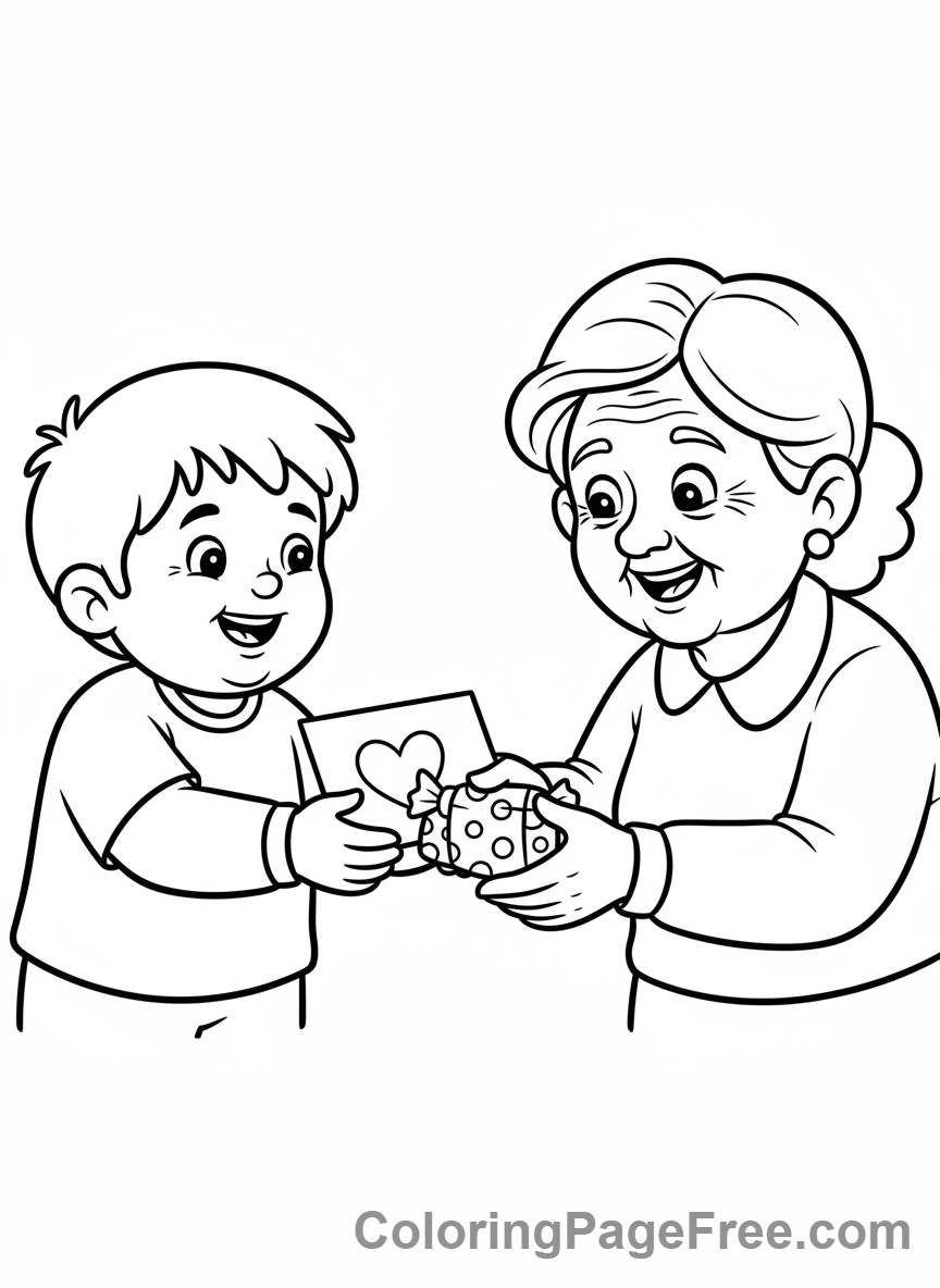 Grandparents Day coloring page - Gift for grandma