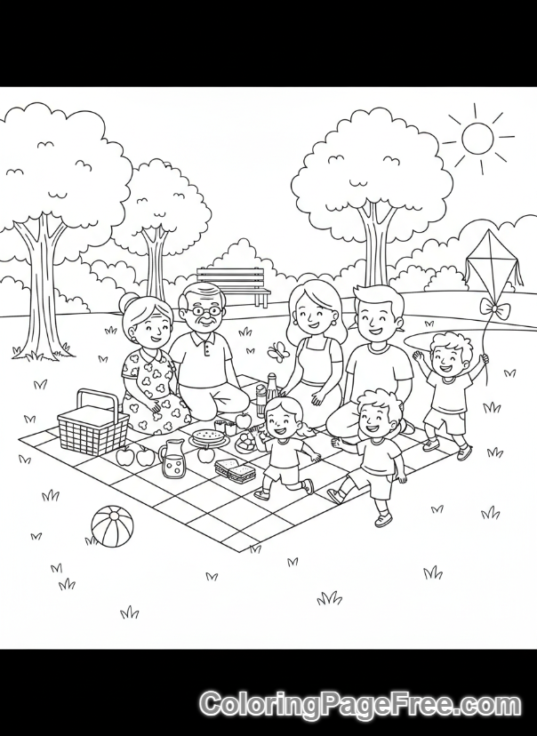 Grandparents Day coloring page - Picnic day
