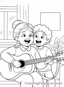 Grandparents Day coloring page - Singing together