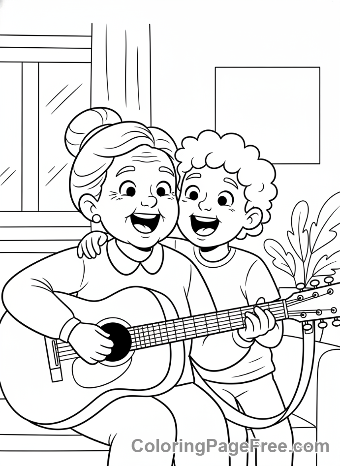 Grandparents Day coloring page - Singing together