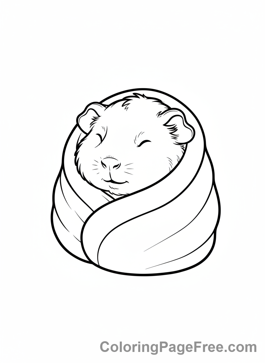 Guinea Pig coloring page - Baby guinea pig sleeping