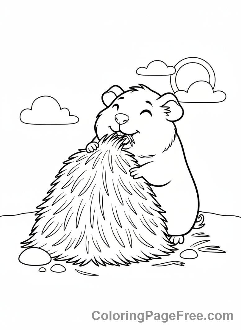 Guinea Pig coloring page - Guinea pig eating hay