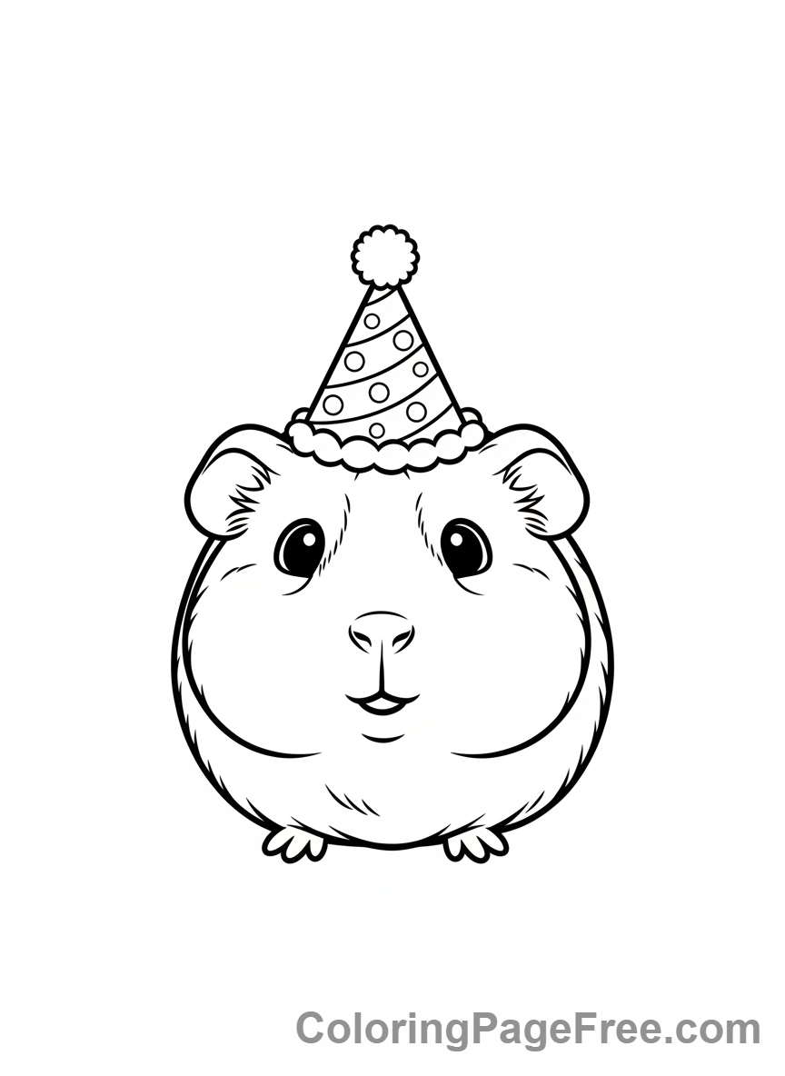 Guinea Pig coloring page - Guinea pig party hat