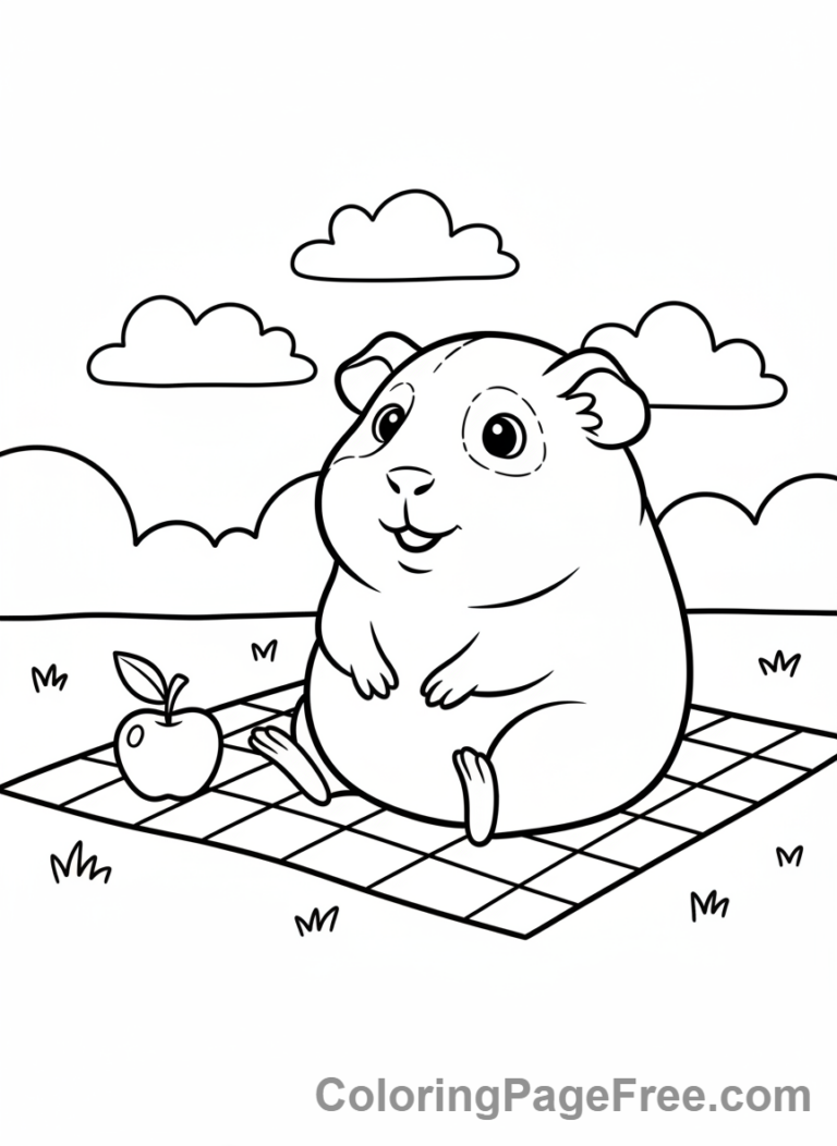 Guinea Pig coloring page - Guinea pig picnic fun