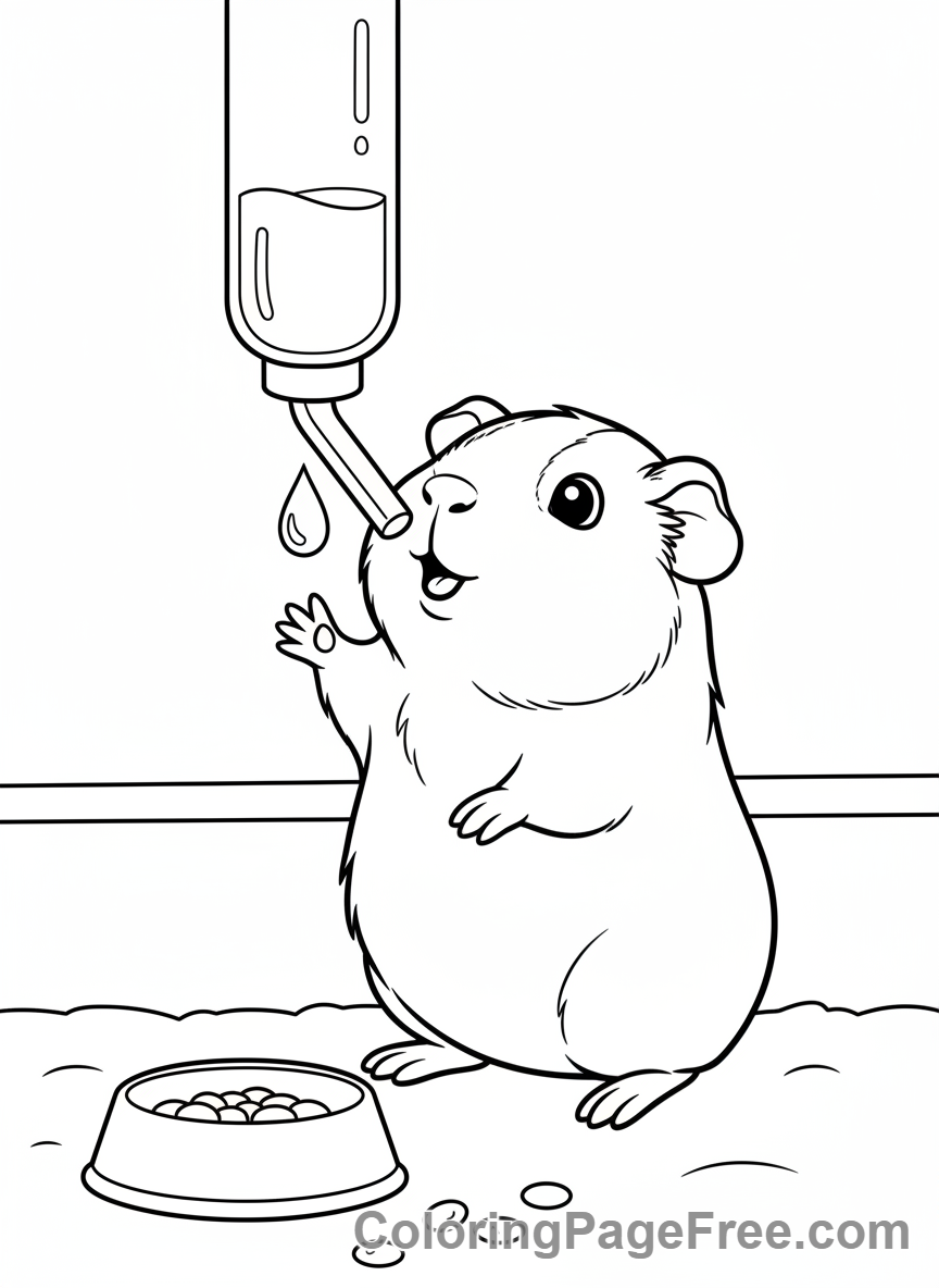 Guinea Pig coloring page - Guinea pig water bottle