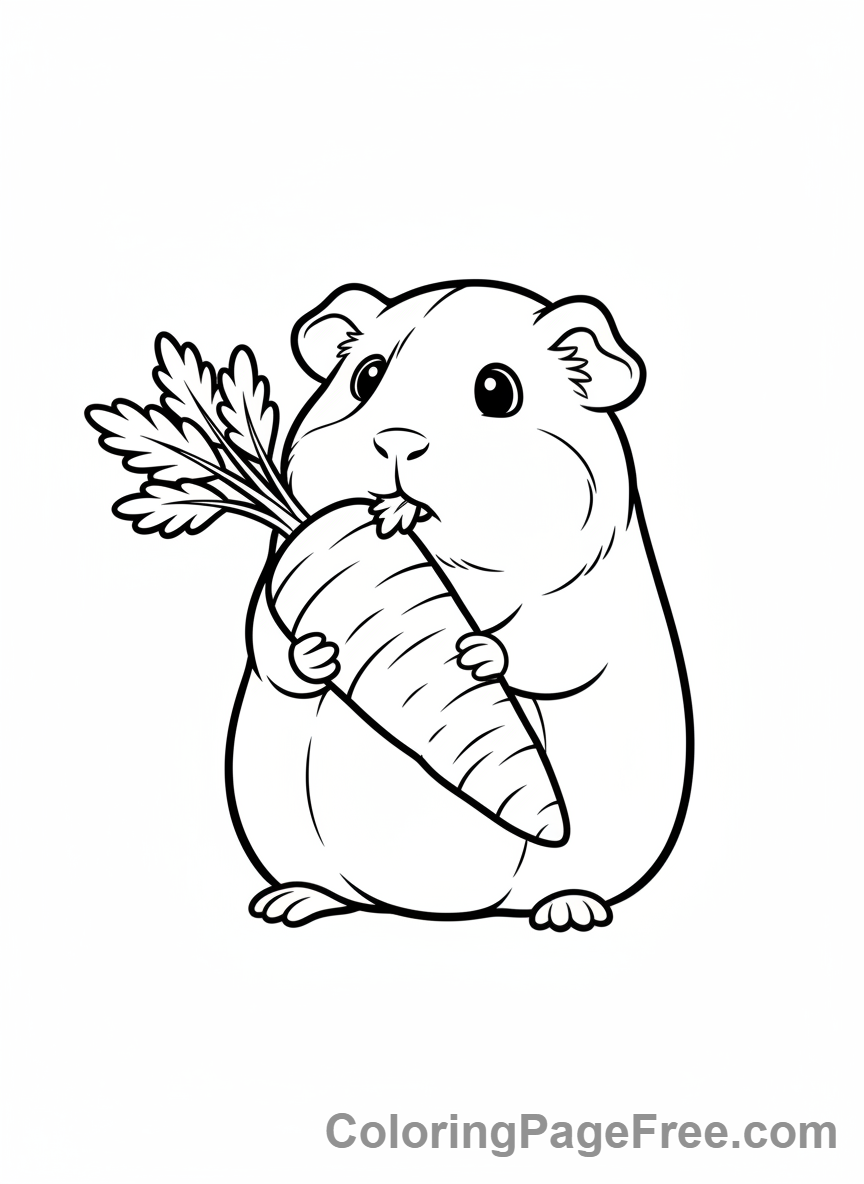 Guinea Pig coloring page - Guinea pig with carrot