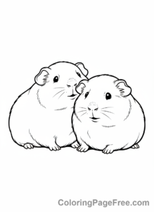 Guinea Pig coloring page - Two guinea pigs cuddle