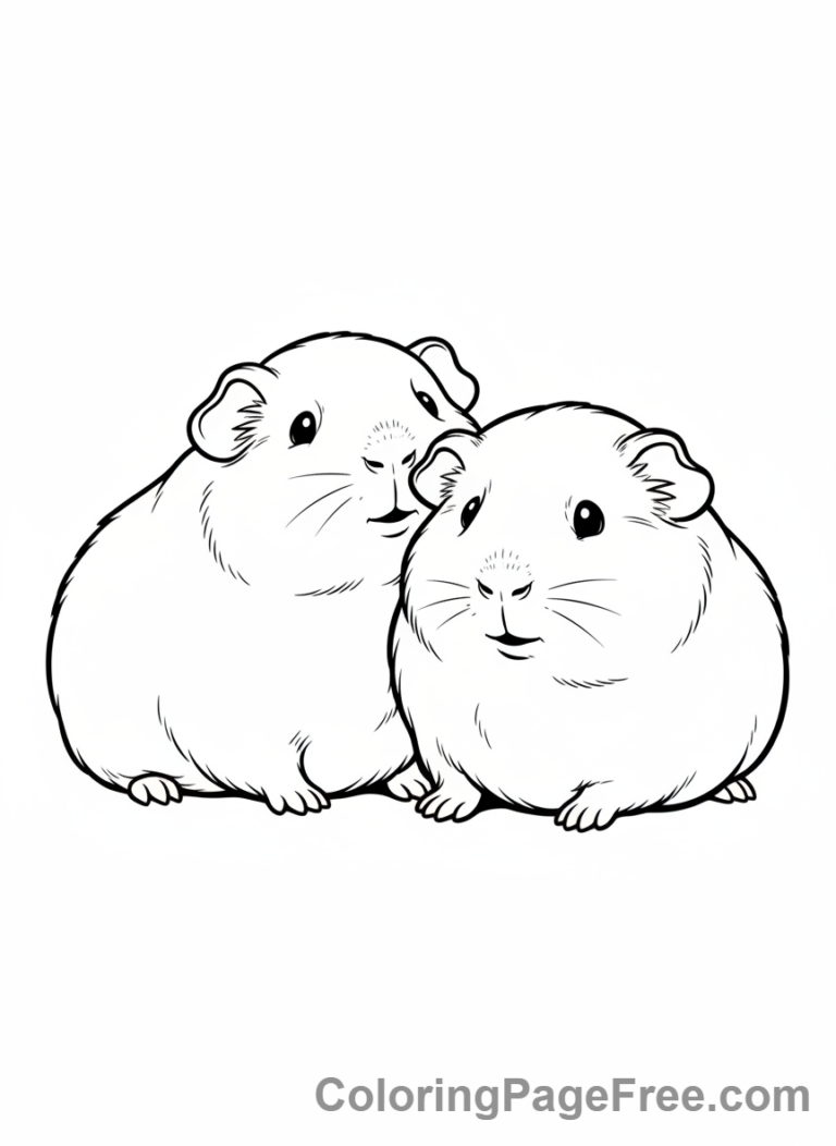 Guinea Pig coloring page - Two guinea pigs cuddle