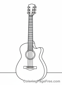 Guitar coloring page - Acoustic guitar simple