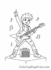 Guitar coloring page - Electric guitar hero