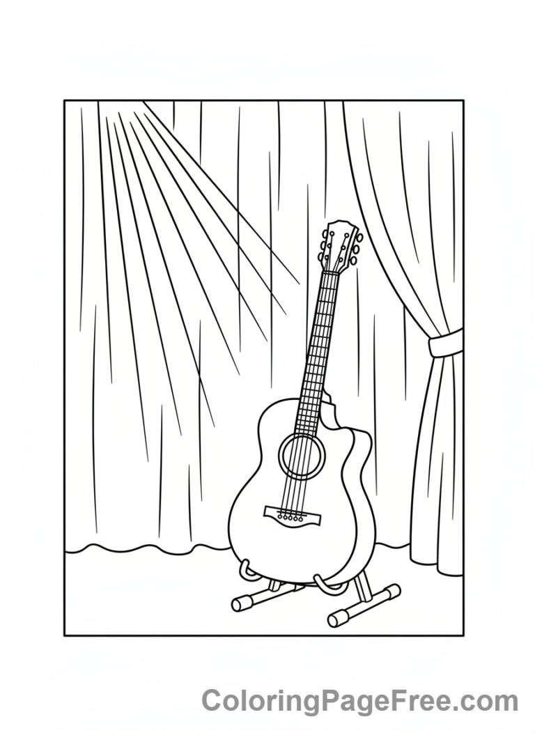 Guitar coloring page - Guitar backstage ready
