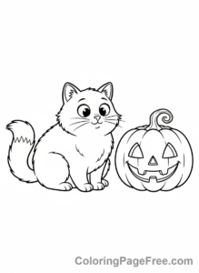 Halloween Cute coloring page - cute cat pumpkin