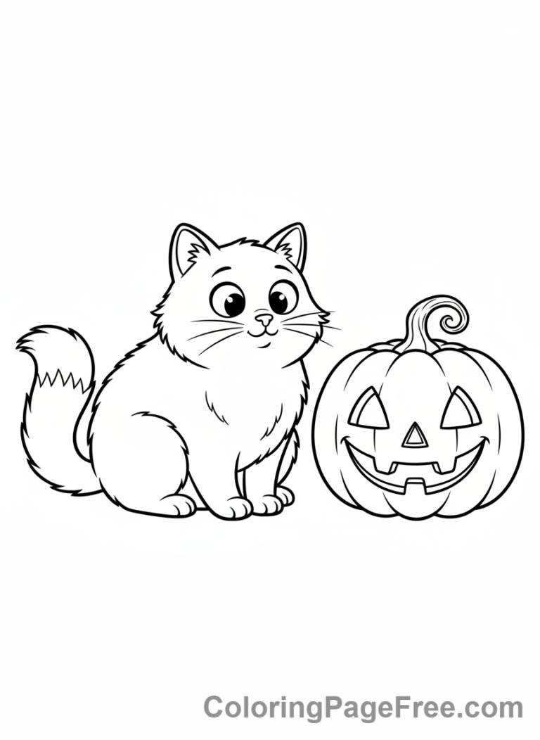 Halloween Cute coloring page - cute cat pumpkin