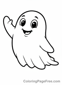 Halloween Cute coloring page - cute ghost waving