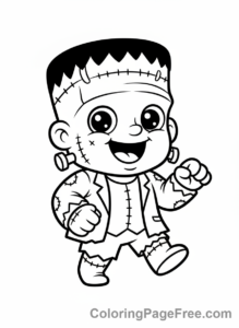 Halloween Cute coloring page - frankenstein dancing