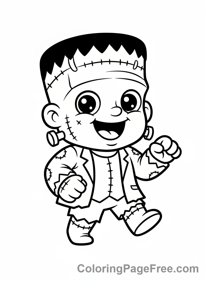 Halloween Cute coloring page - frankenstein dancing