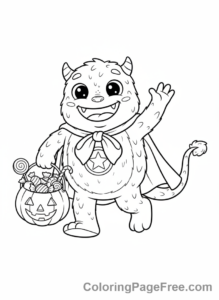 Halloween Cute coloring page - monster trick or treat