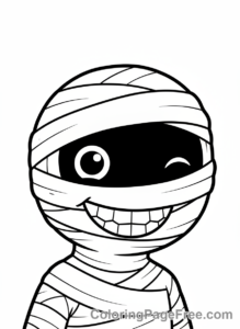 Halloween Cute coloring page - smiling mummy kid