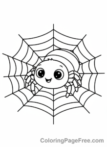 Halloween Cute coloring page - spider web happy