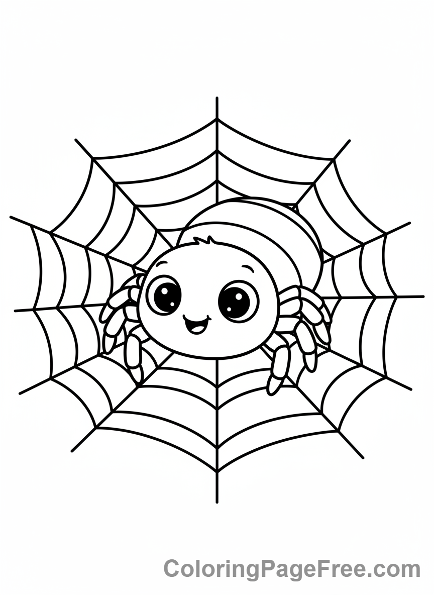 Halloween Cute coloring page - spider web happy