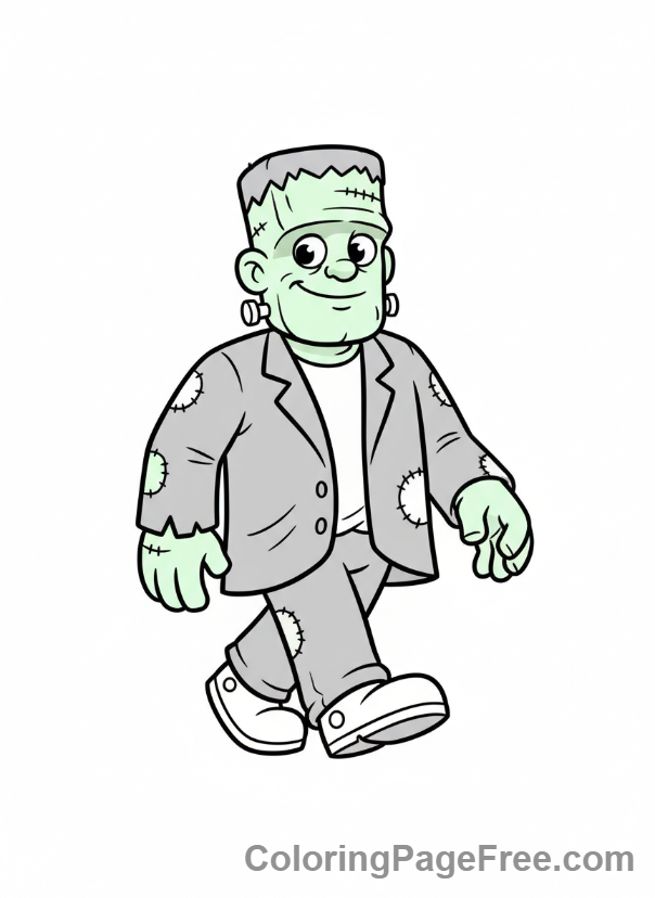 Halloween coloring page - Frankenstein walking