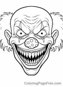 Halloween Scary coloring page - Creepy clown smile