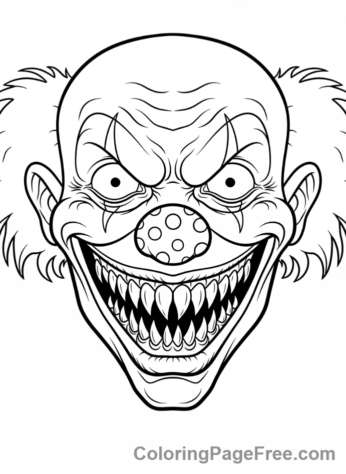 Halloween Scary coloring page - Creepy clown smile