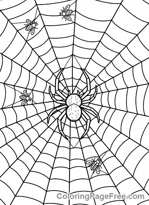 Halloween Scary coloring page - Giant spider web
