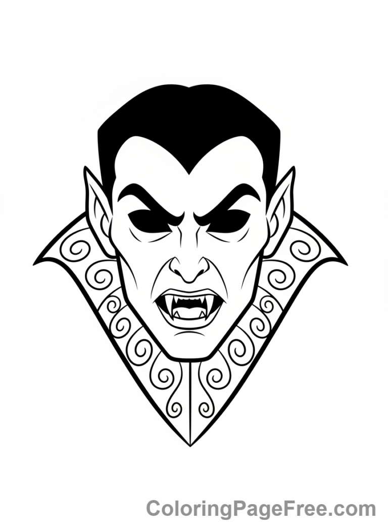 Halloween Scary coloring page - Vampire face fangs