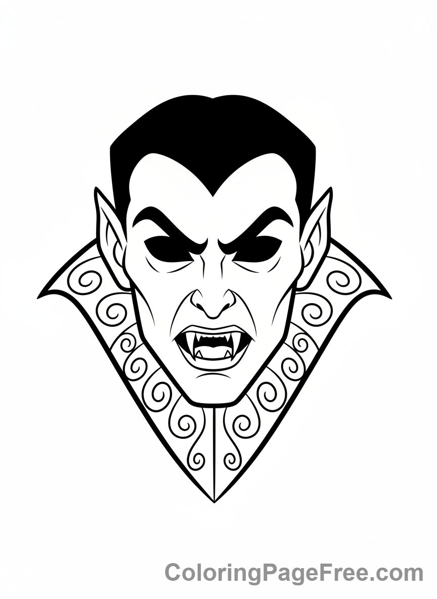 Halloween Scary coloring page - Vampire face fangs