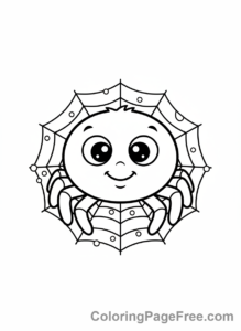 Halloween coloring page - Spider on web