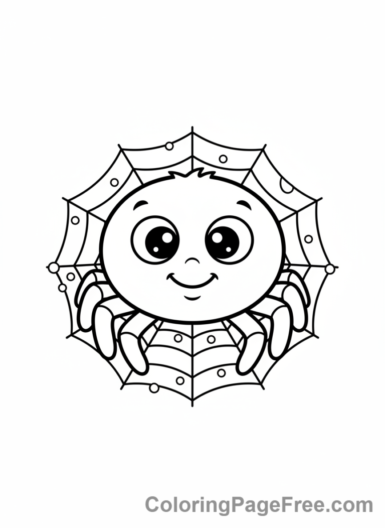 Halloween coloring page - Spider on web