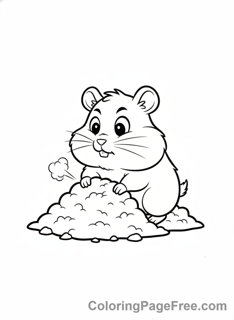 Hamster coloring page - Hamster burrow dig