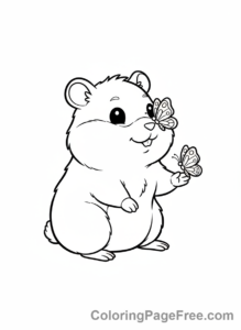 Hamster coloring page - Hamster butterfly friend