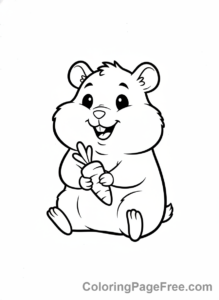 Hamster coloring page - Hamster eating carrot