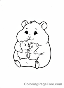 Hamster coloring page - Hamster family group