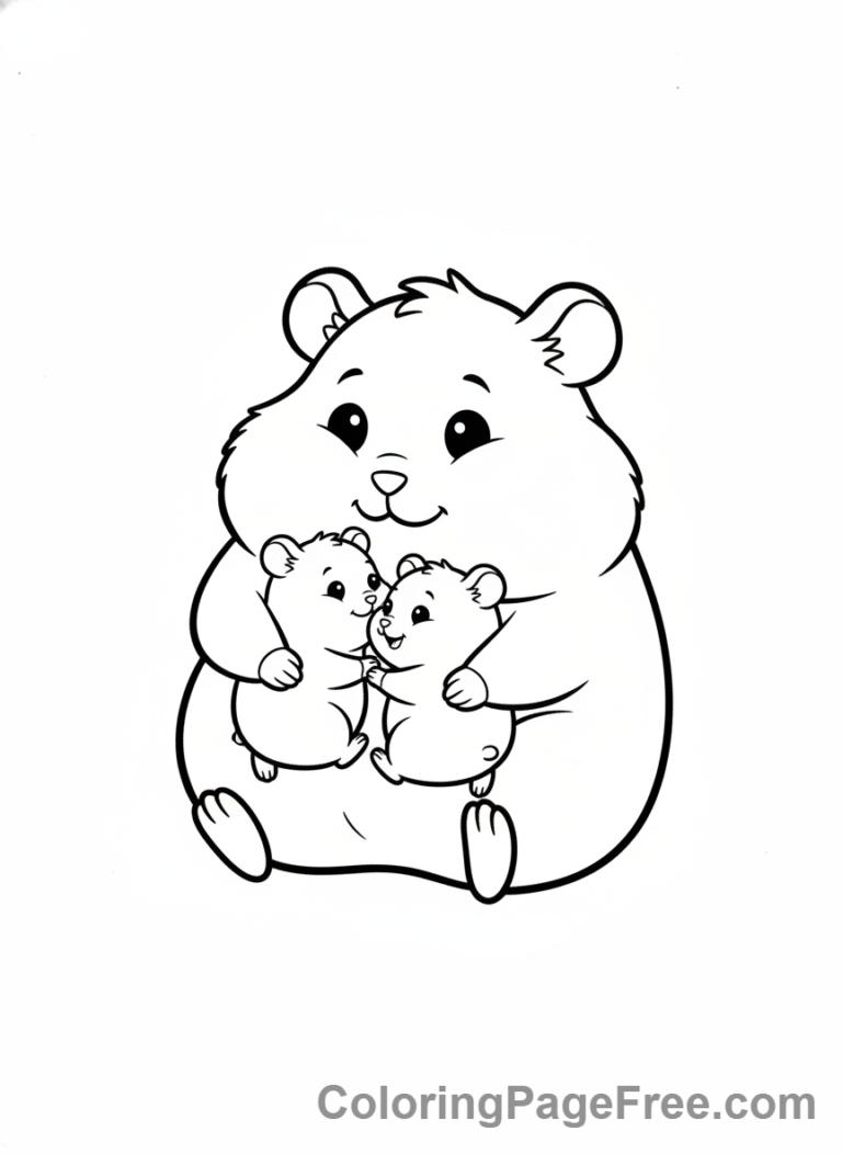 Hamster coloring page - Hamster family group