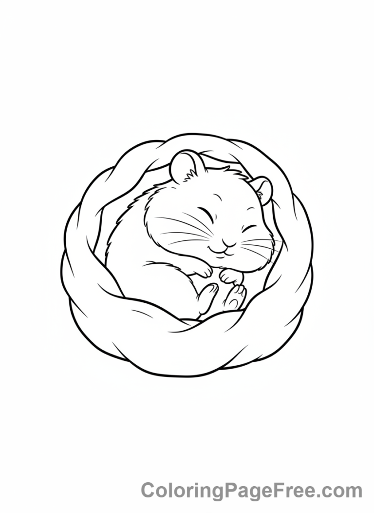 Hamster coloring page - Hamster sleepy nap