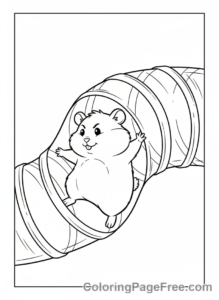 Hamster coloring page - Hamster tube climb